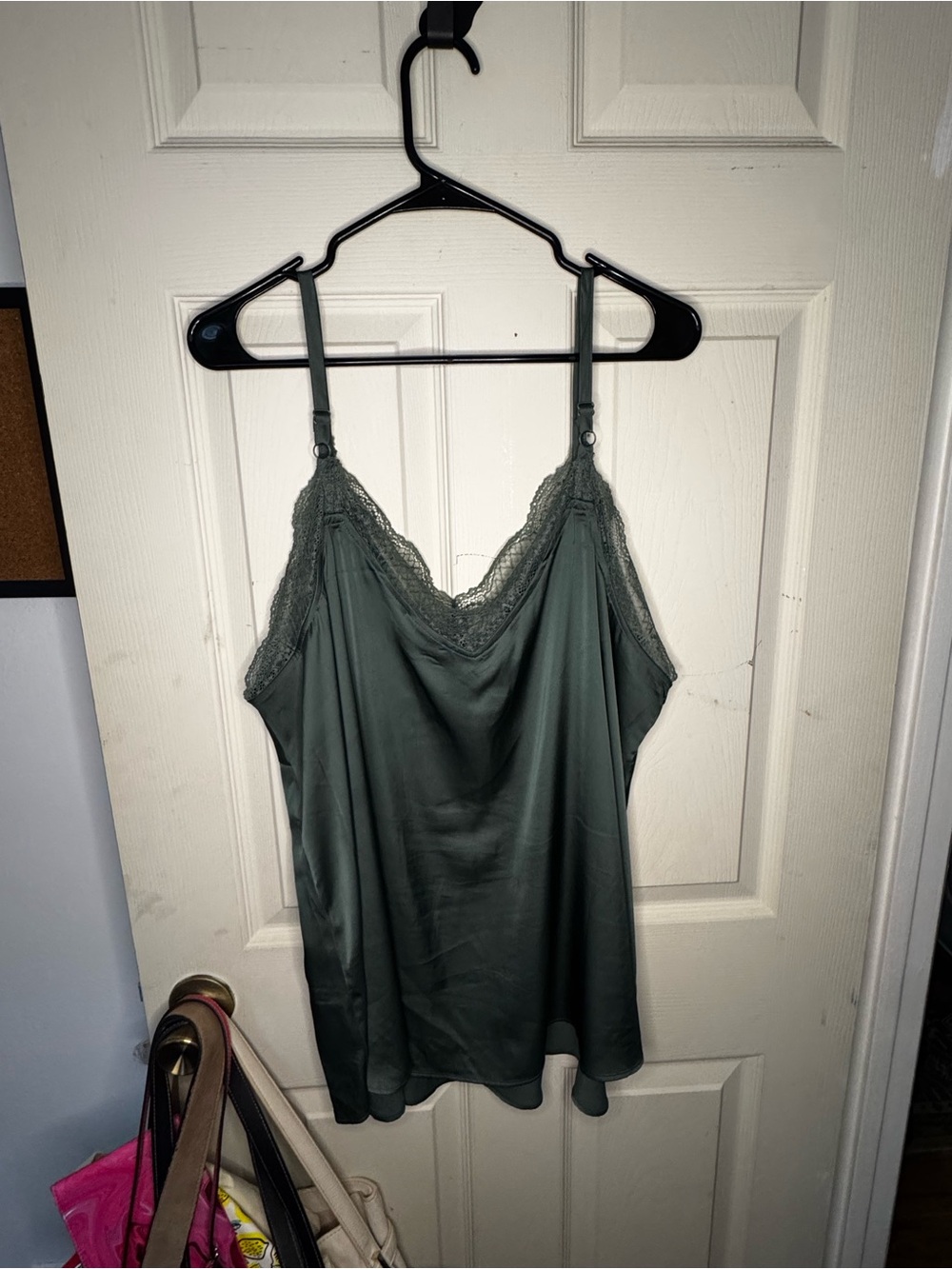 Torrid Lace-Trim Satin Camisole Tank Top - Olive Green